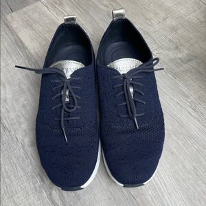 COLE HAAN Women's Navy Blue Knit Shoes Size 10